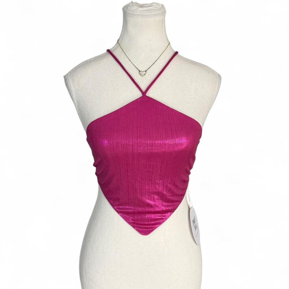 Princess Polly Pink Halter Neck Open Back Size XS (2) Going Out Party Top
